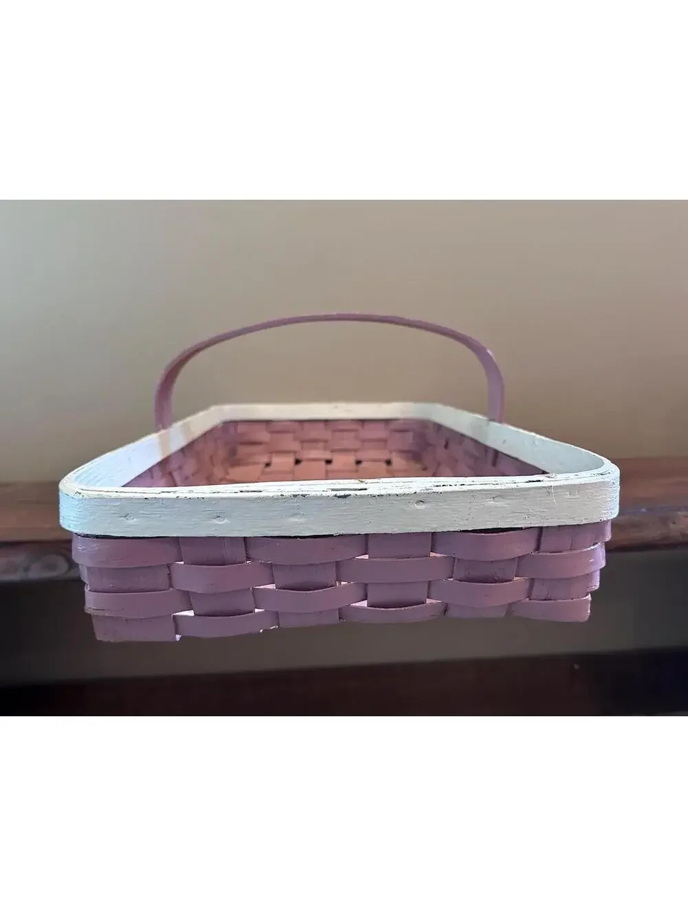 Vintage Mauve Flower Collecting Long Wooden Basket